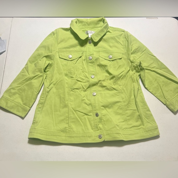 Christopher & Banks Jackets & Blazers - Christopher & Banks Women’s Large Lime Green Jacket/Shirt 3/4 Sleeve